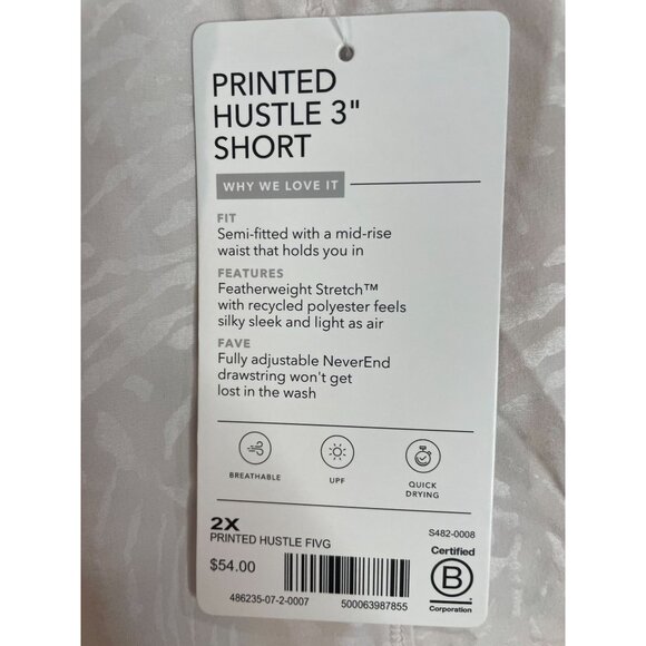 Athleta Womens Printed Hustle 3" Shorts 2X Featherweight Stretch Recycled - Picture 6 of 15